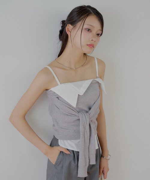 Chico（チコ）の「紐取り外しフロント巻きニットベア（キャミソール・レディース・グレー/ベージュ/ブラック・FREE）」の14枚目の写真