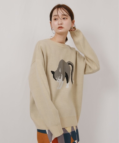 パール付きネコニット（ニット/セーター）｜Palm Riche（ポームリシュ