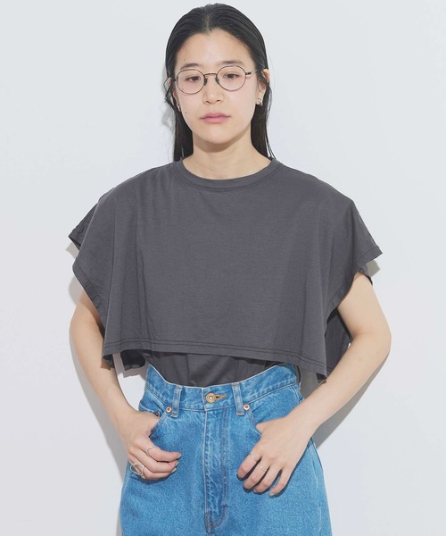 fig London(フィグロンドン)の「●double no sleeve(Tシャツ/カットソー・レディース・チャコールグレー/ホワイト・FREE)」の12枚目の写真