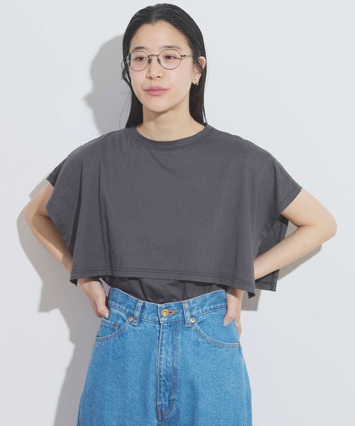 fig London(フィグロンドン)の「●double no sleeve(Tシャツ/カットソー・レディース・チャコールグレー/ホワイト・FREE)」の14枚目の写真
