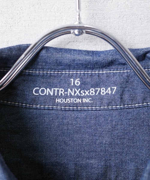 HOUSTON(ヒューストン)の「【T13】【HOUSTON】USA COTTON CHAMBRAY LONGSLEEVE SHIRT 41092(シャツ/ブラウス・メンズ・ブルー系その他/ブルー系その他2/インディゴブルー・15 /18/16/17)」の6枚目の写真