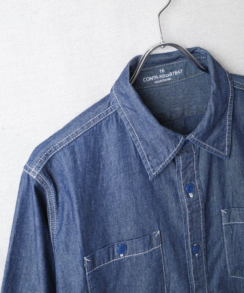 HOUSTON(ヒューストン)の「【T13】【HOUSTON】USA COTTON CHAMBRAY LONGSLEEVE SHIRT 41092(シャツ/ブラウス・メンズ・ブルー系その他/ブルー系その他2/インディゴブルー・15 /18/16/17)」の7枚目の写真