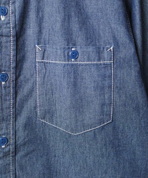 HOUSTON(ヒューストン)の「【T13】【HOUSTON】USA COTTON CHAMBRAY LONGSLEEVE SHIRT 41092(シャツ/ブラウス・メンズ・ブルー系その他/ブルー系その他2/インディゴブルー・15 /18/16/17)」の9枚目の写真