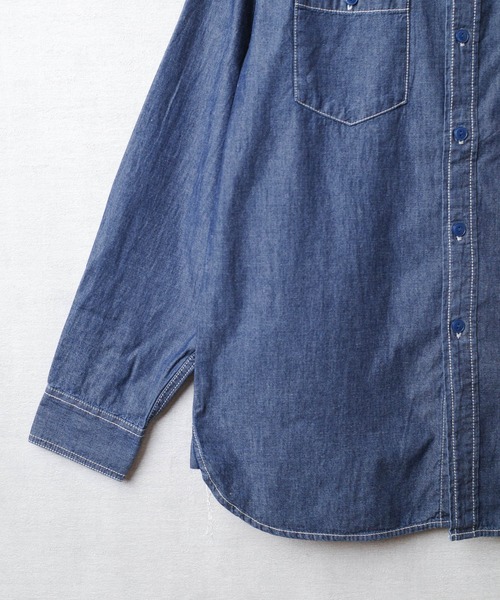 HOUSTON(ヒューストン)の「【T13】【HOUSTON】USA COTTON CHAMBRAY LONGSLEEVE SHIRT 41092(シャツ/ブラウス・メンズ・ブルー系その他/ブルー系その他2/インディゴブルー・15 /18/16/17)」の10枚目の写真