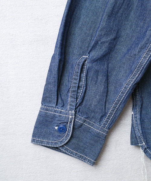 HOUSTON(ヒューストン)の「【T13】【HOUSTON】USA COTTON CHAMBRAY LONGSLEEVE SHIRT 41092(シャツ/ブラウス・メンズ・ブルー系その他/ブルー系その他2/インディゴブルー・15 /18/16/17)」の13枚目の写真