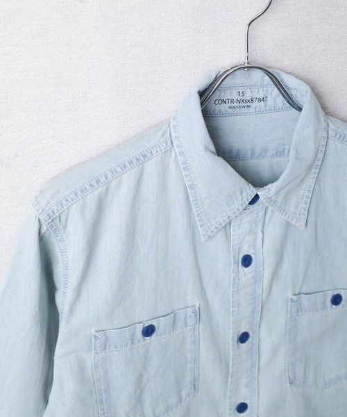 HOUSTON(ヒューストン)の「【T13】【HOUSTON】USA COTTON CHAMBRAY LONGSLEEVE SHIRT 41092(シャツ/ブラウス・メンズ・ブルー系その他/ブルー系その他2/インディゴブルー・15 /18/16/17)」の17枚目の写真