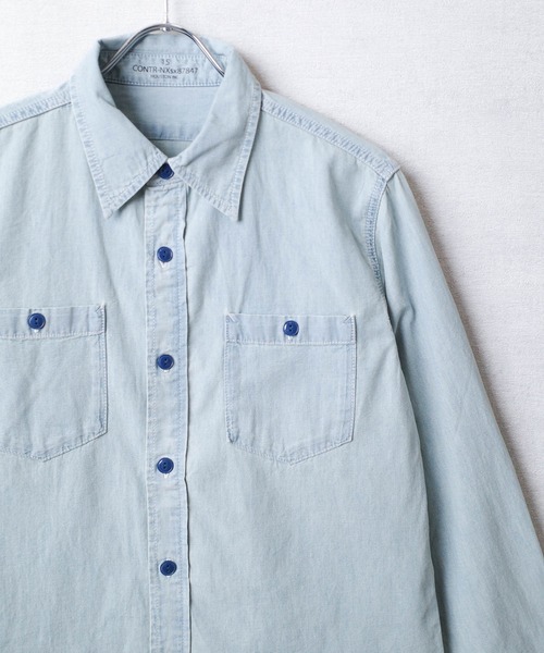 HOUSTON(ヒューストン)の「【T13】【HOUSTON】USA COTTON CHAMBRAY LONGSLEEVE SHIRT 41092(シャツ/ブラウス・メンズ・ブルー系その他/ブルー系その他2/インディゴブルー・15 /18/16/17)」の18枚目の写真