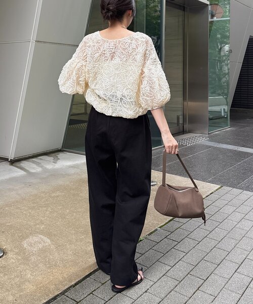 CAPRICIEUX LE'MAGE（カプリシューレマージュ）の「コードレースジップブルゾン（ブルゾン・レディース・ブラック/アイボリー・FREE）」の10枚目の写真