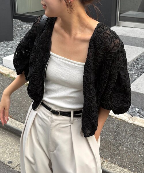 CAPRICIEUX LE'MAGE（カプリシューレマージュ）の「コードレースジップブルゾン（ブルゾン・レディース・ブラック/アイボリー・FREE）」の15枚目の写真