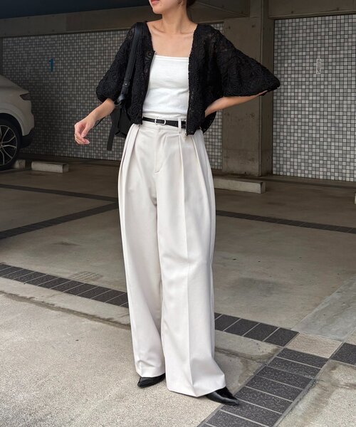 CAPRICIEUX LE'MAGE（カプリシューレマージュ）の「コードレースジップブルゾン（ブルゾン・レディース・ブラック/アイボリー・FREE）」の16枚目の写真