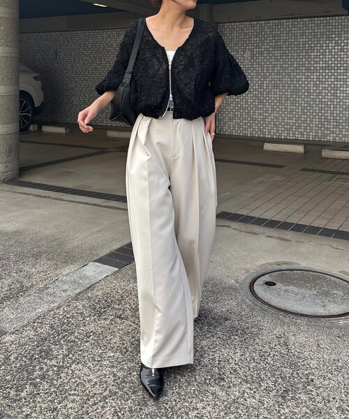 CAPRICIEUX LE'MAGE（カプリシューレマージュ）の「コードレースジップブルゾン（ブルゾン・レディース・ブラック/アイボリー・FREE）」の17枚目の写真