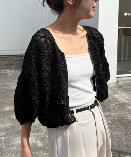 CAPRICIEUX LE'MAGE（カプリシューレマージュ）の「コードレースジップブルゾン（ブルゾン・レディース・ブラック/アイボリー・FREE）」の18枚目の写真