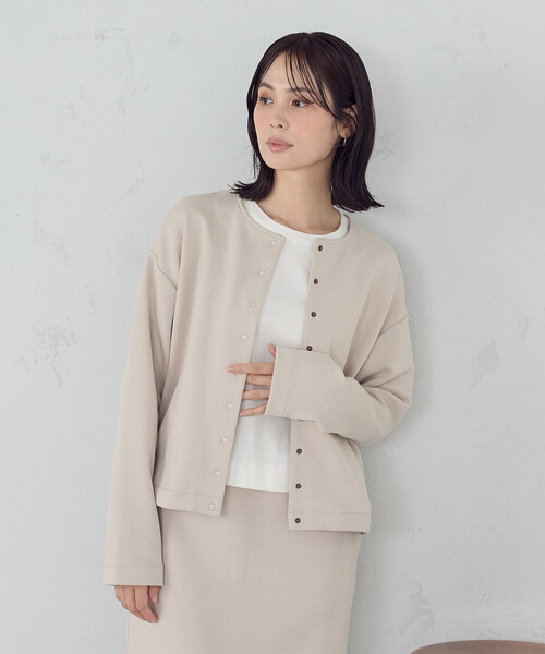 COMME CA ISM（コムサイズム）の「ダンボールニット カーディガン / セットアップ対応（カーディガン/ボレロ・レディース・ブラック/アイボリー/ダークグリーン/ベージュ・MEDIUM/LARGE/X-LARGE/SMALL）」の3枚目の写真