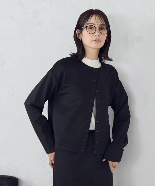 COMME CA ISM（コムサイズム）の「ダンボールニット カーディガン / セットアップ対応（カーディガン/ボレロ・レディース・ブラック/アイボリー/ダークグリーン/ベージュ・MEDIUM/LARGE/X-LARGE/SMALL）」の2枚目の写真