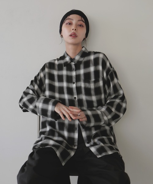 チェックオーバーサイズシャツ（シャツ/ブラウス）｜LIAN