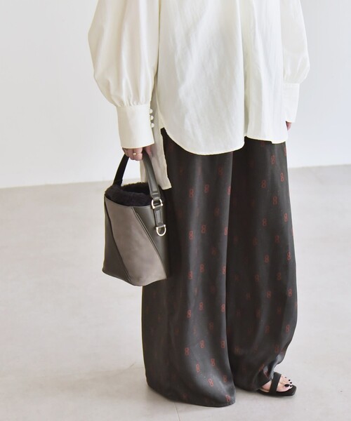quaranciel(カランシエル)の「quaranciel:〈手洗い可能〉モノグラム ドット リラックス ワイド パンツ(その他パンツ・レディース・チャコールグレー/ブラウン・ONE SIZE)」の9枚目の写真
