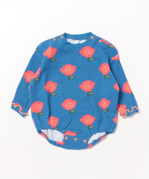 MARKEY'S(マーキーズ)の「総柄ワッフル長袖ボディシャツ(ロンパース・キッズ・レッド系その他/ブラウン系その他/ブラック系その他/杢グレー・80/70)」の4枚目の写真