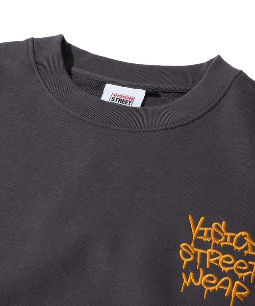 VISION STREET WEAR（ヴィジョンストリートウェア）の「【VISION STREET WEAR】オリジナルグラフィック スリーブゴースト刺繍 クルーネックスウェットプルオーバー（スウェット・レディース・チャコールグレー/オフホワイト/ブラック・X-LARGE/LARGE/MEDIUM）」の7枚目の写真