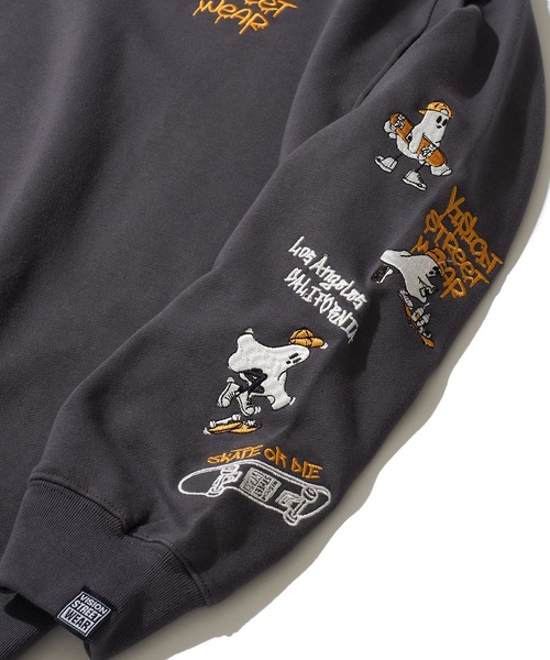 VISION STREET WEAR（ヴィジョンストリートウェア）の「【VISION STREET WEAR】オリジナルグラフィック スリーブゴースト刺繍 クルーネックスウェットプルオーバー（スウェット・レディース・チャコールグレー/オフホワイト/ブラック・X-LARGE/LARGE/MEDIUM）」の9枚目の写真