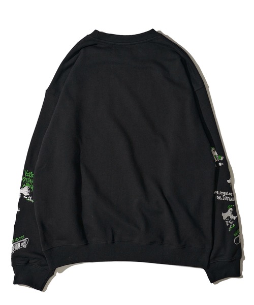 VISION STREET WEAR（ヴィジョンストリートウェア）の「【VISION STREET WEAR】オリジナルグラフィック スリーブゴースト刺繍 クルーネックスウェットプルオーバー（スウェット・レディース・チャコールグレー/オフホワイト/ブラック・X-LARGE/LARGE/MEDIUM）」の4枚目の写真