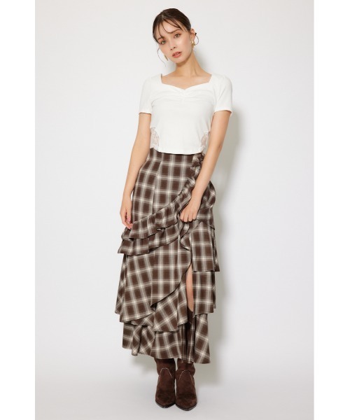 rienda(リエンダ)の「レースカッティングタイトトップス 春服 夏服 秋服 半袖(Tシャツ/カットソー・レディース・ブラック/杢グレー/ホワイト・FREE)」の13枚目の写真