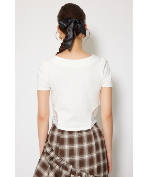 rienda(リエンダ)の「レースカッティングタイトトップス 春服 夏服 秋服 半袖(Tシャツ/カットソー・レディース・ブラック/杢グレー/ホワイト・FREE)」の17枚目の写真