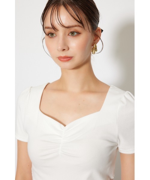 rienda(リエンダ)の「レースカッティングタイトトップス 春服 夏服 秋服 半袖(Tシャツ/カットソー・レディース・ブラック/杢グレー/ホワイト・FREE)」の18枚目の写真