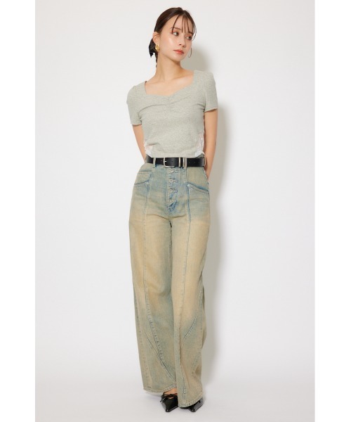 rienda(リエンダ)の「レースカッティングタイトトップス 春服 夏服 秋服 半袖(Tシャツ/カットソー・レディース・ブラック/杢グレー/ホワイト・FREE)」の8枚目の写真