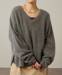 Omekashi | ファーウールVプルオーバー(ニット/セーター)