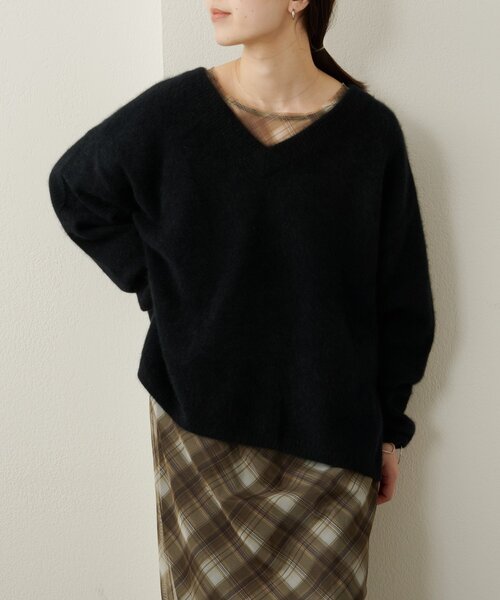 セール】ファーウールVプルオーバー（ニット/セーター）｜Omekashi