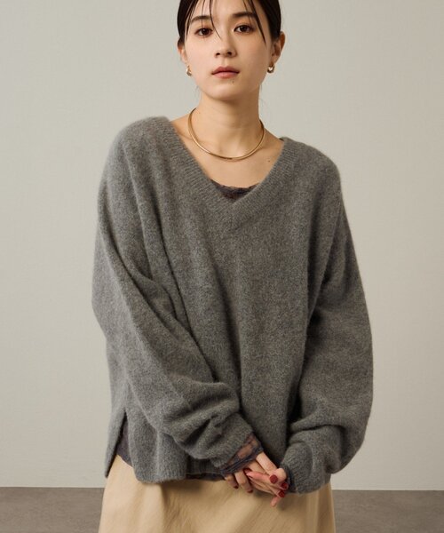Omekashi（オメカシ）の「ファーウールVプルオーバー（ニット/セーター