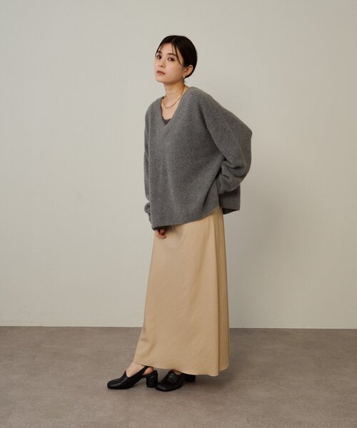 セール】ファーウールVプルオーバー（ニット/セーター）｜Omekashi