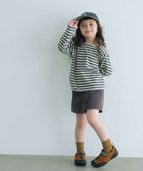 green label relaxing（グリーンレーベルリラクシング）の「マルチボーダー ロングスリーブ Tシャツ / キッズ  100cm-160cm（Tシャツ/カットソー・キッズ・ブラック/ブラウン系/ライラック・100cm/120cm/110cm/140cm/150cm/160cm/130cm）」の4枚目の写真