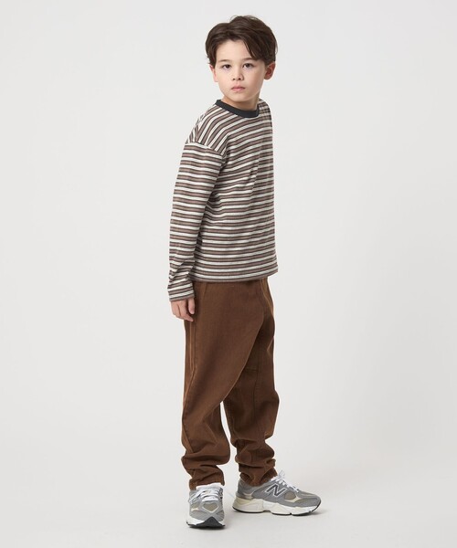 green label relaxing（グリーンレーベルリラクシング）の「マルチボーダー ロングスリーブ Tシャツ / キッズ  100cm-160cm（Tシャツ/カットソー・キッズ・ブラック/ブラウン系/ライラック・100cm/120cm/110cm/140cm/150cm/160cm/130cm）」の6枚目の写真