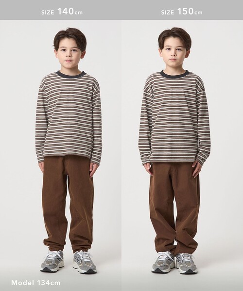 green label relaxing（グリーンレーベルリラクシング）の「マルチボーダー ロングスリーブ Tシャツ / キッズ  100cm-160cm（Tシャツ/カットソー・キッズ・ブラック/ブラウン系/ライラック・100cm/120cm/110cm/140cm/150cm/160cm/130cm）」の7枚目の写真