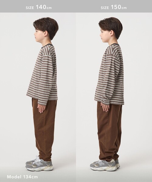 green label relaxing（グリーンレーベルリラクシング）の「マルチボーダー ロングスリーブ Tシャツ / キッズ  100cm-160cm（Tシャツ/カットソー・キッズ・ブラック/ブラウン系/ライラック・100cm/120cm/110cm/140cm/150cm/160cm/130cm）」の8枚目の写真
