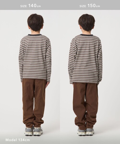 green label relaxing（グリーンレーベルリラクシング）の「マルチボーダー ロングスリーブ Tシャツ / キッズ  100cm-160cm（Tシャツ/カットソー・キッズ・ブラック/ブラウン系/ライラック・100cm/120cm/110cm/140cm/150cm/160cm/130cm）」の9枚目の写真