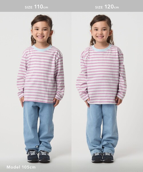 green label relaxing（グリーンレーベルリラクシング）の「マルチボーダー ロングスリーブ Tシャツ / キッズ  100cm-160cm（Tシャツ/カットソー・キッズ・ブラック/ブラウン系/ライラック・100cm/120cm/110cm/140cm/150cm/160cm/130cm）」の12枚目の写真