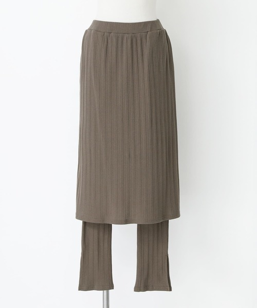 n'OrLABEL(ノアールレーベル)の「『スカート付きランダムリブレギンス』(レギンス/スパッツ・レディース・モカ/ブラック・1/2)」の6枚目の写真