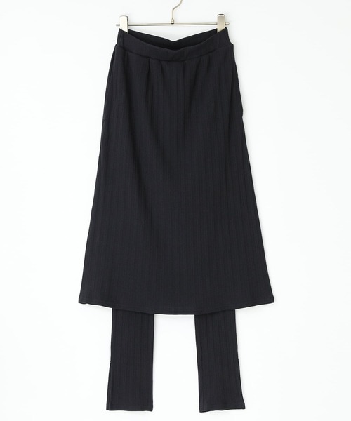 n'OrLABEL(ノアールレーベル)の「『スカート付きランダムリブレギンス』(レギンス/スパッツ・レディース・モカ/ブラック・1/2)」の4枚目の写真