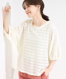 SHOO・LA・RUE | 【S-LL】涼やかで好印象 シアーチェック ドルマントップス(Tシャツ/カットソー)