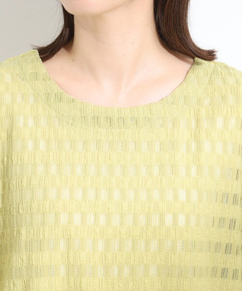 SHOO・LA・RUE(シューラルー)の「【S-LL】涼やかで好印象 シアーチェック ドルマントップス(Tシャツ/カットソー・レディース・ブラック/アイボリー/イエロー系その他・04/03/02/01)」の19枚目の写真
