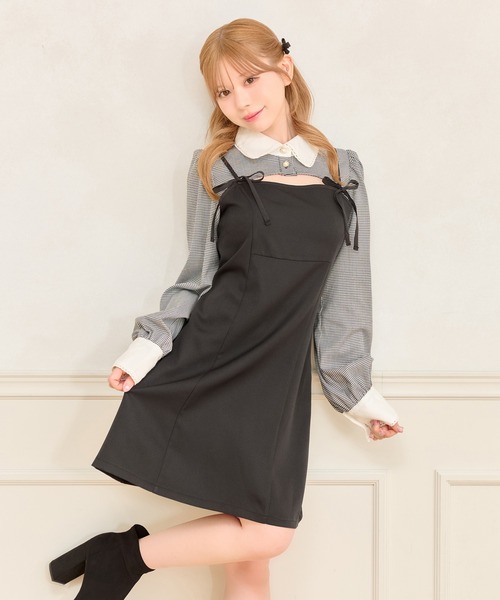 SET着用可能】ダブルリボンミニキャミワンピース（ワンピース