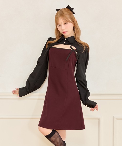 apres jour(アプレジュール)の「【SET着用可能】ダブルリボンミニキャミワンピース(ワンピース・レディース・ブラック/その他/ブラック系その他2/ボルドー/ピンク・フリー/X-LARGE)」の21枚目の写真