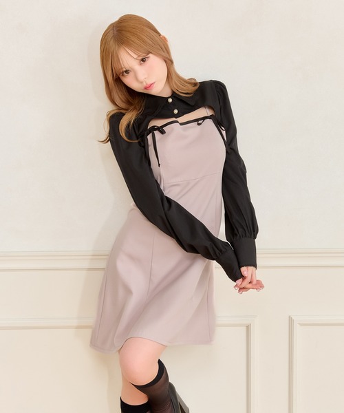 apres jour(アプレジュール)の「【SET着用可能】ダブルリボンミニキャミワンピース(ワンピース・レディース・ブラック/その他/ブラック系その他2/ボルドー/ピンク・フリー/X-LARGE)」の14枚目の写真