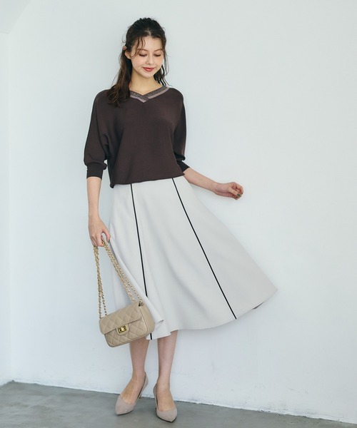 12Twelve Agenda(トゥエルブ アジェンダ)の「パイピングフレアスカート(スカート・レディース・ブラウン/チャコールグレー/ベージュ・S/M)」の8枚目の写真
