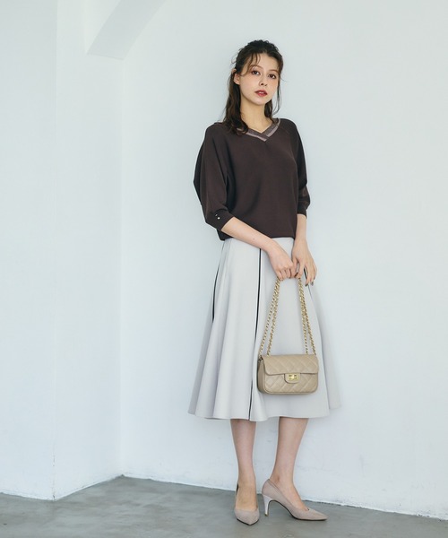 12Twelve Agenda(トゥエルブ アジェンダ)の「パイピングフレアスカート(スカート・レディース・ブラウン/チャコールグレー/ベージュ・S/M)」の9枚目の写真