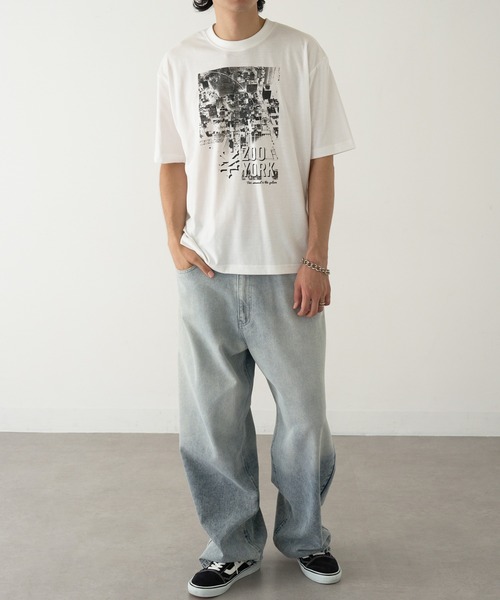 ZOO YORK(ズーヨーク)の「【ZOO YORK】モノクロフォトプリント 短丈Tシャツ Z2503(Tシャツ/カットソー・メンズ・ホワイト/ブラック/グレー・M/L)」の7枚目の写真