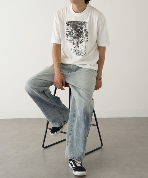 ZOO YORK(ズーヨーク)の「【ZOO YORK】モノクロフォトプリント 短丈Tシャツ Z2503(Tシャツ/カットソー・メンズ・ホワイト/ブラック/グレー・M/L)」の8枚目の写真