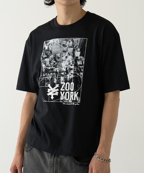 セール】【ZOO YORK】モノクロフォトプリント 短丈Tシャツ